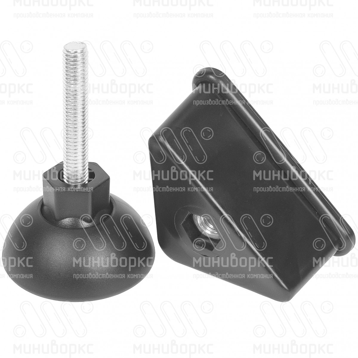 Комплект опоры под уголок 38х38, 40х40 мм и шарнирной опоры с основанием Ø50 мм, под ключ 17, цвет черный – U40-40M8.D50x45 - 9