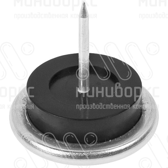 Подпятник пластиковый круглый Ø17 мм с гвоздем, с металлическим основанием, цвет черный – Г17МС - 1