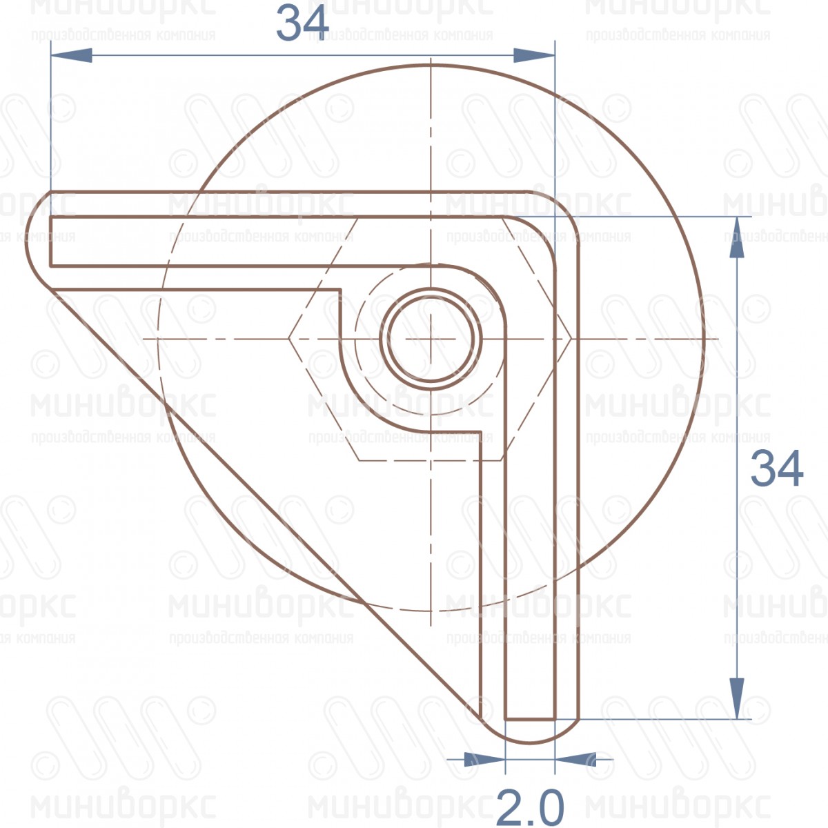 Комплекты опор для уголков и резьбовых опор 34x34 – U34-34M8.D40x60G | картинка 6