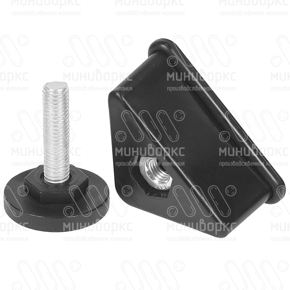 Комплект опоры под уголок 38х38, 40х40 мм и опоры с основанием Ø40 мм, под ключ 22, цвет черный – U40-40M8.D40x40 - 4