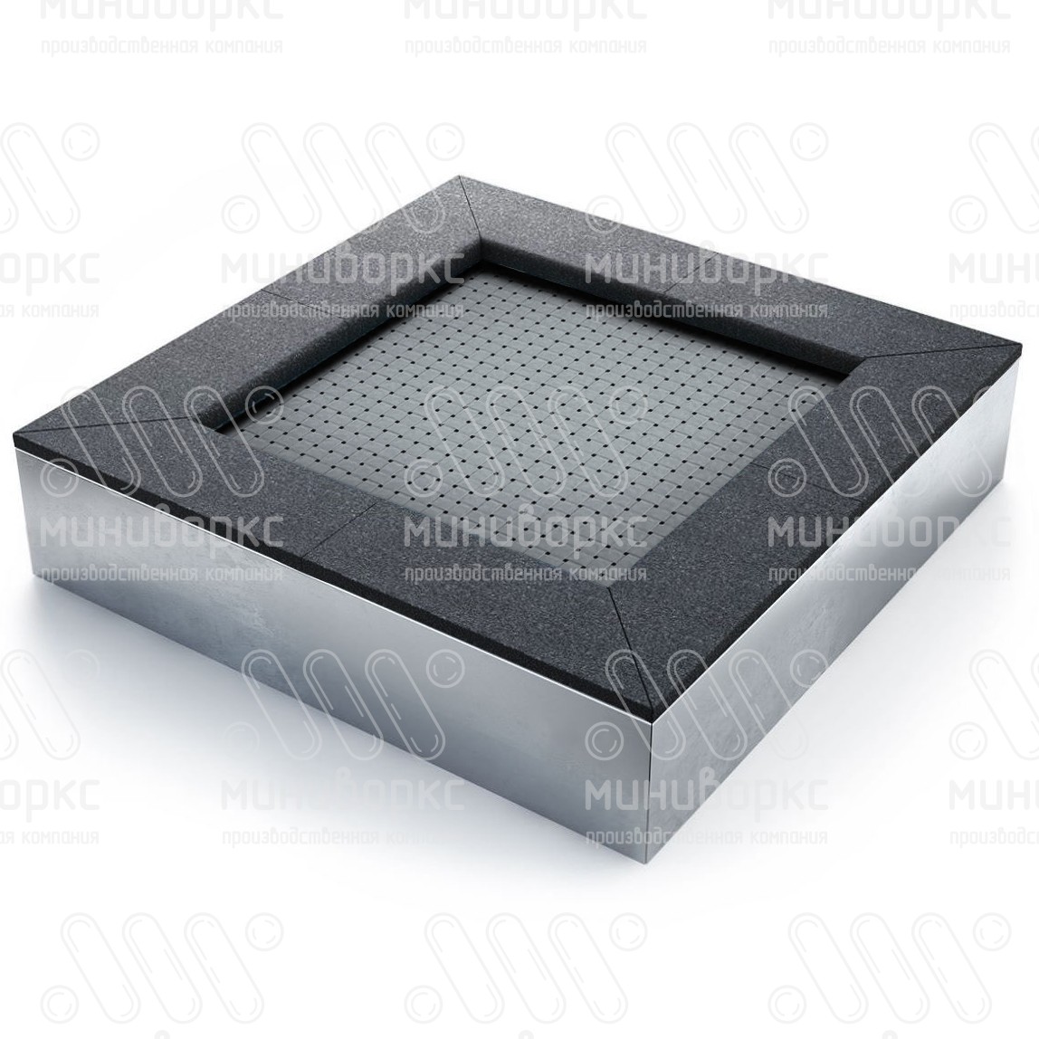 Батут квадратной формы, антивандальный, встраиваемый, для детских площадок, цвет черный/зеленый – S1200-6001/9005 - 6